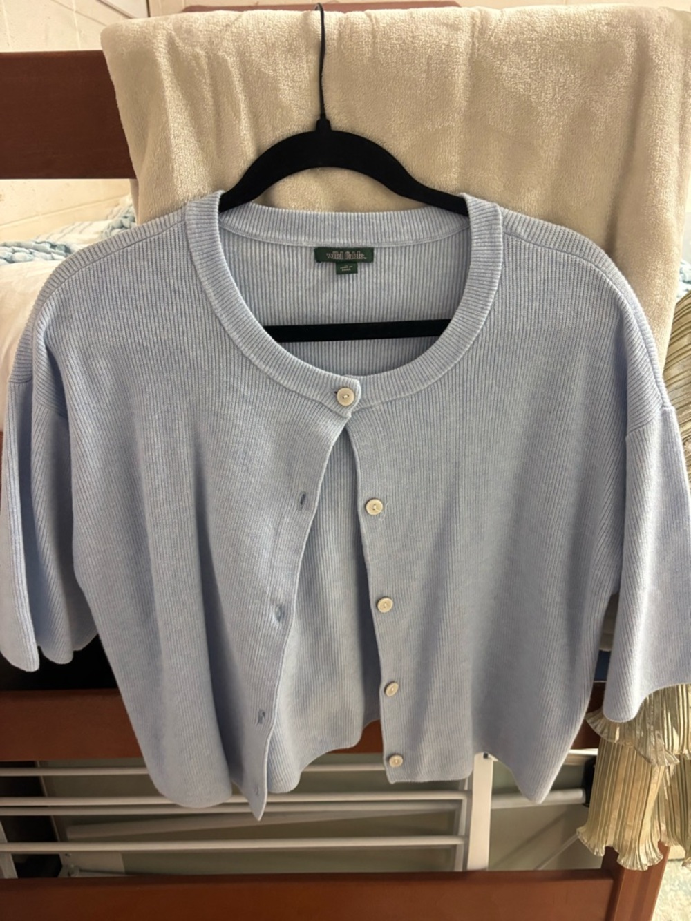 wild fable Light Blue Ribbed Button-Up Sweater